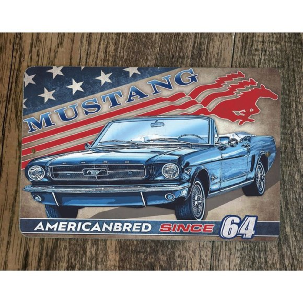 Mustang American Bred Since‎ 64 Ford 8x12 Metal Wall Garage Sign Poster